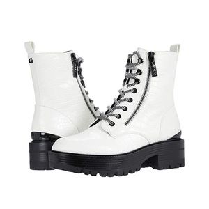 White Guess combat boots